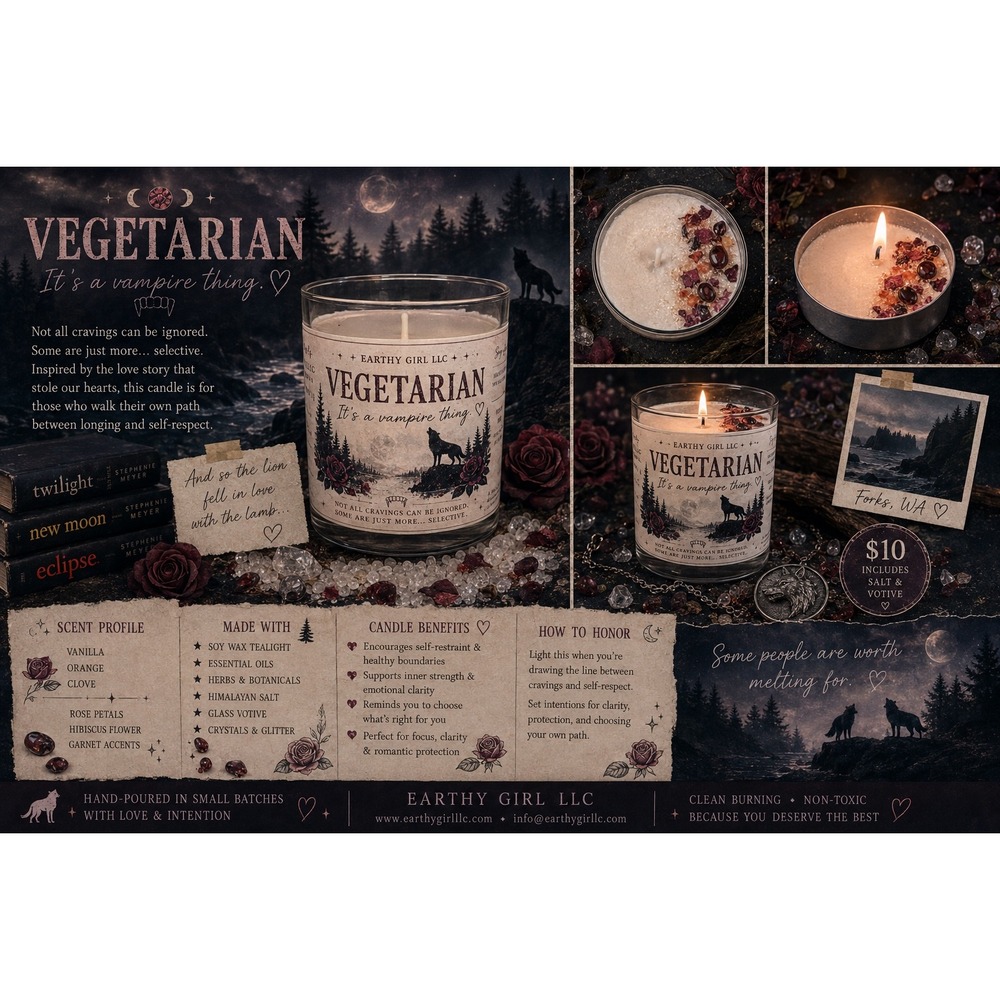 Vegetarian Vampire Twilight Inspired Soy Candle Tealight St
